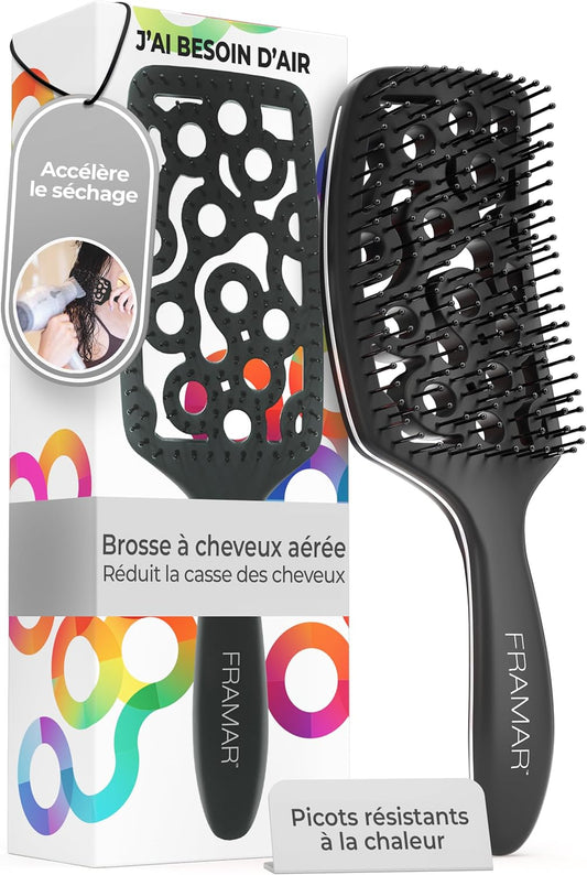 Brosse Demelante Cheveux Bouclés - Brosse Cheveux Bouclés, Brosse a Cheveux Demelante, Brosse Cheveux Demelante, Brosse Flexible Ventilée, Brosse Brushing Professionnel, Brosse a Brushing, Noir