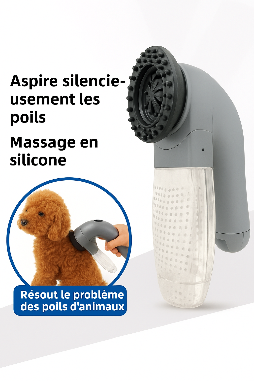 Brosse de nettoyage électrique portable pour poils d'animaux