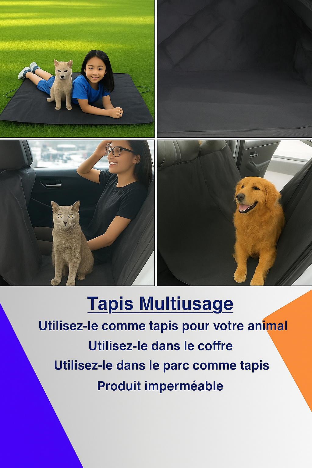 Housse de protection imperméable pour siège arrière de voiture pour animaux de compagnie